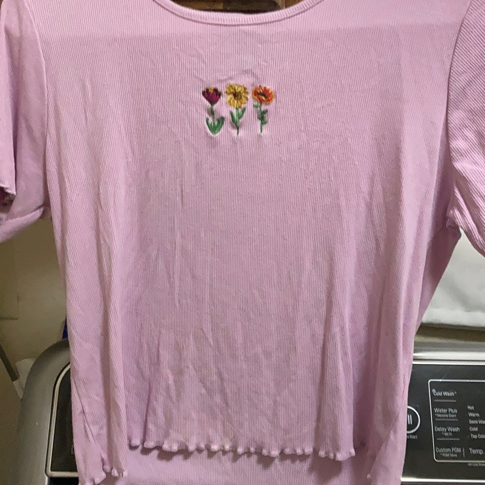 Cute flower long crop top